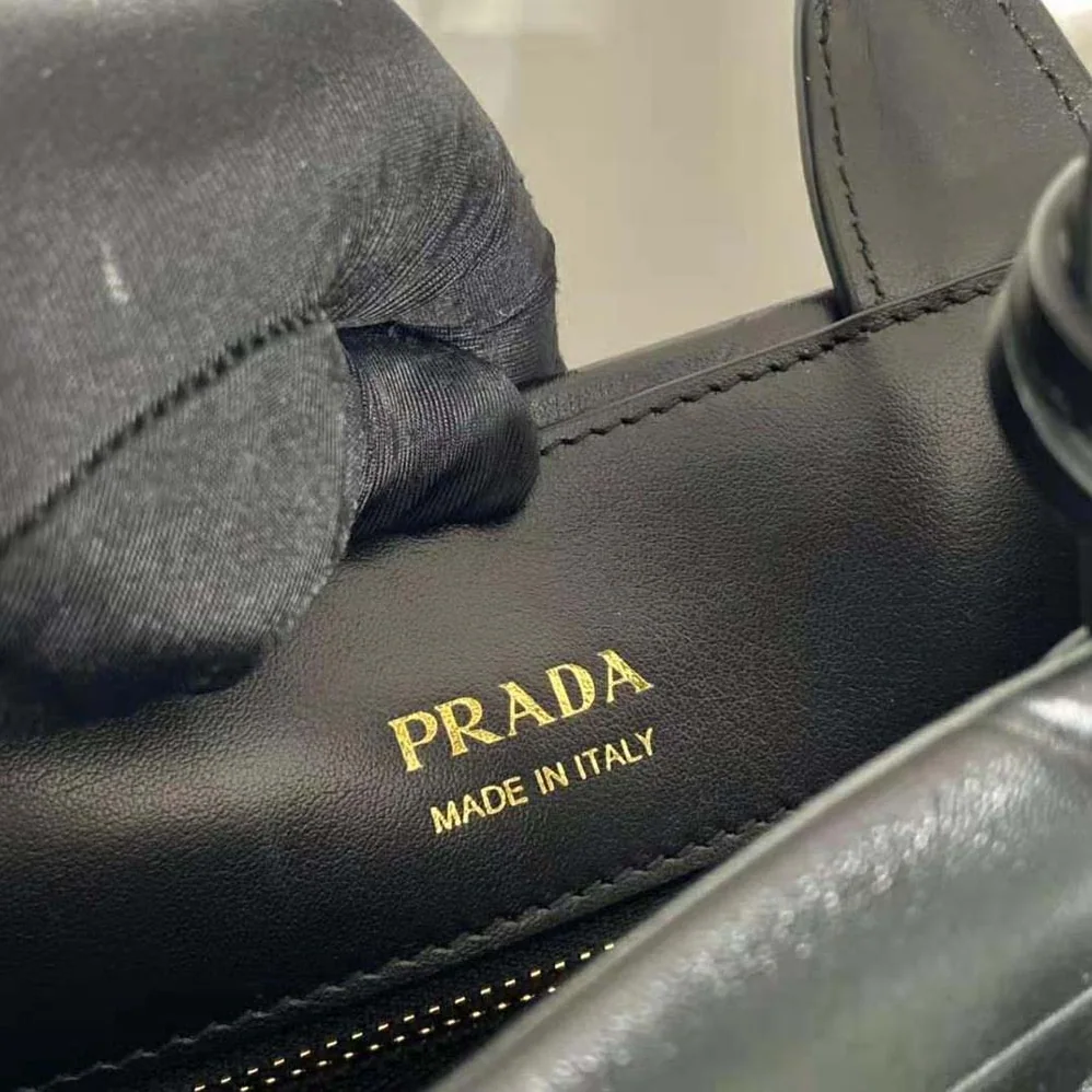 Prada Large Leather Prada Symbole Bag with Topstitching for Women