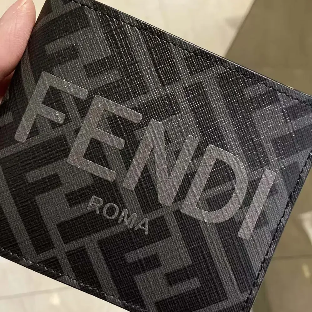 Fendi Bi-Fold Wallet in ROMA Logo FF Motif Fabric Gray for Men Fendi Bi-Fold Wallet in ROMA Logo FF Motif Fabric Gray for Men
