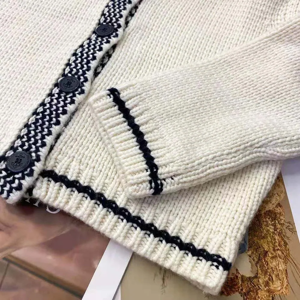 Dior Sailor Collar Cardigan Ecru Wool and Cashmere Knit for Women Dior Sailor Collar Cardigan Ecru Wool and Cashmere Knit for Women