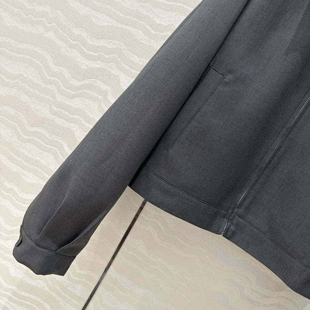 Miu Miu Gabardine Blouson Jacket with Poplin Collar for Women
