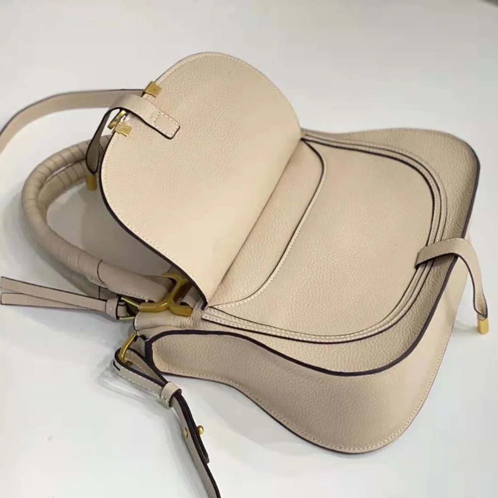 Chloe Marcie Small Double Carry Bag for Women in Beige