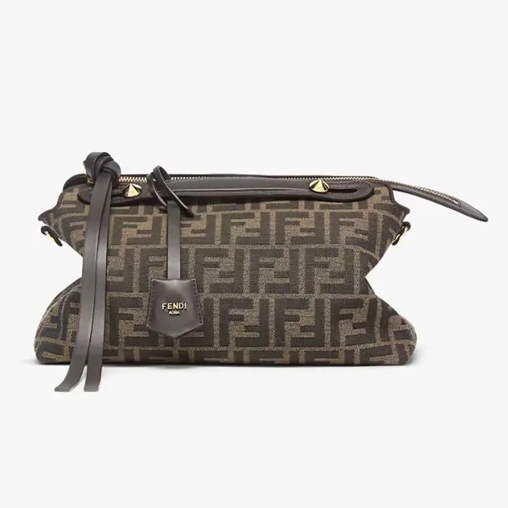 Fendi By The Way Soft Medium Brown FF Jacquard Fabric Bag for Unisex