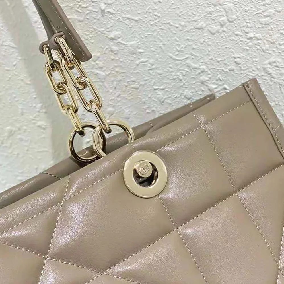 Dior Medium Dior Essential Tote Bag Hazelnut Archicannage Calfskin for Women