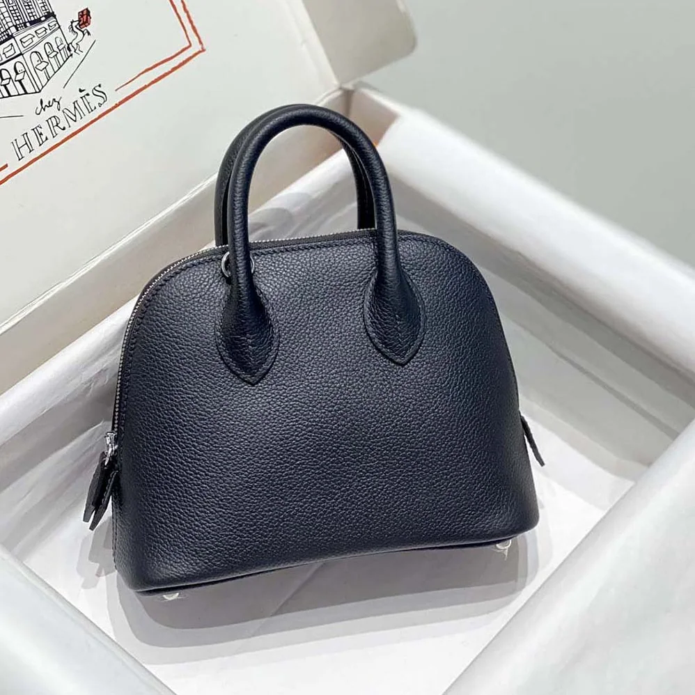 Hermes Bolide 1923 Bag in Epsom Calfskin for Unisex in Black/Silver Hermes Bolide 1923 Bag in Epsom Calfskin for Unisex in Black/Silver