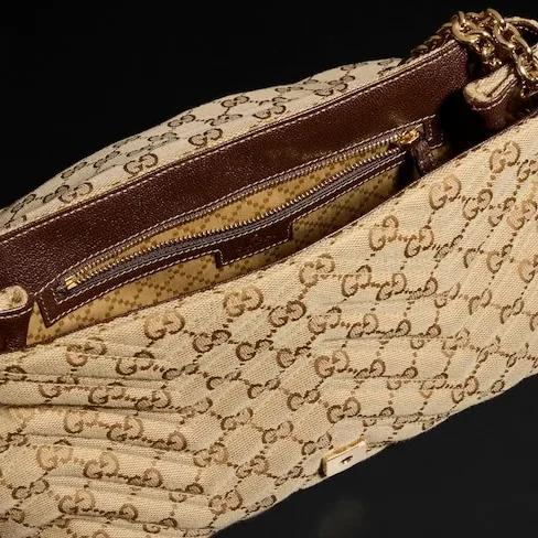 Gucci Marmont Medium Shoulder Bag / Sand/ Dark Brown Gold Hardware