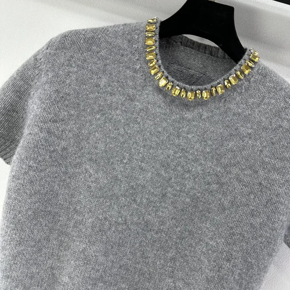 Prada Wool And Cashmere Crew-Neck Sweater for Women in Grey