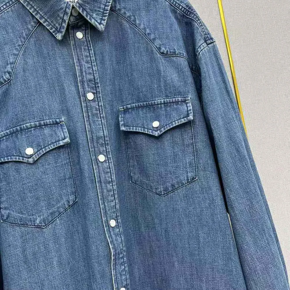 Celine Cowboy Painter Shirt in Denim for Women in Blue