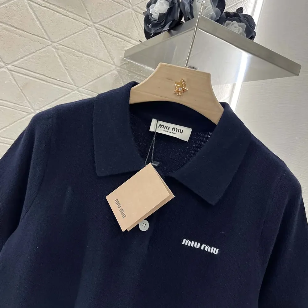Miu Miu Cotton Piqué Polo Shirt for Women Miu Miu Cotton Piqué Polo Shirt for Women