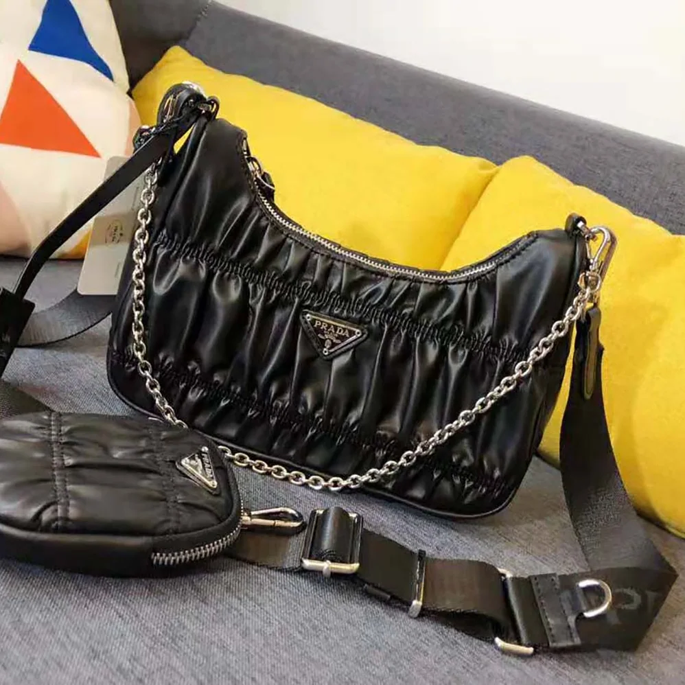 Prada Prada Re-Edition 2005 Nappa Gaufre Bag for Women in Black