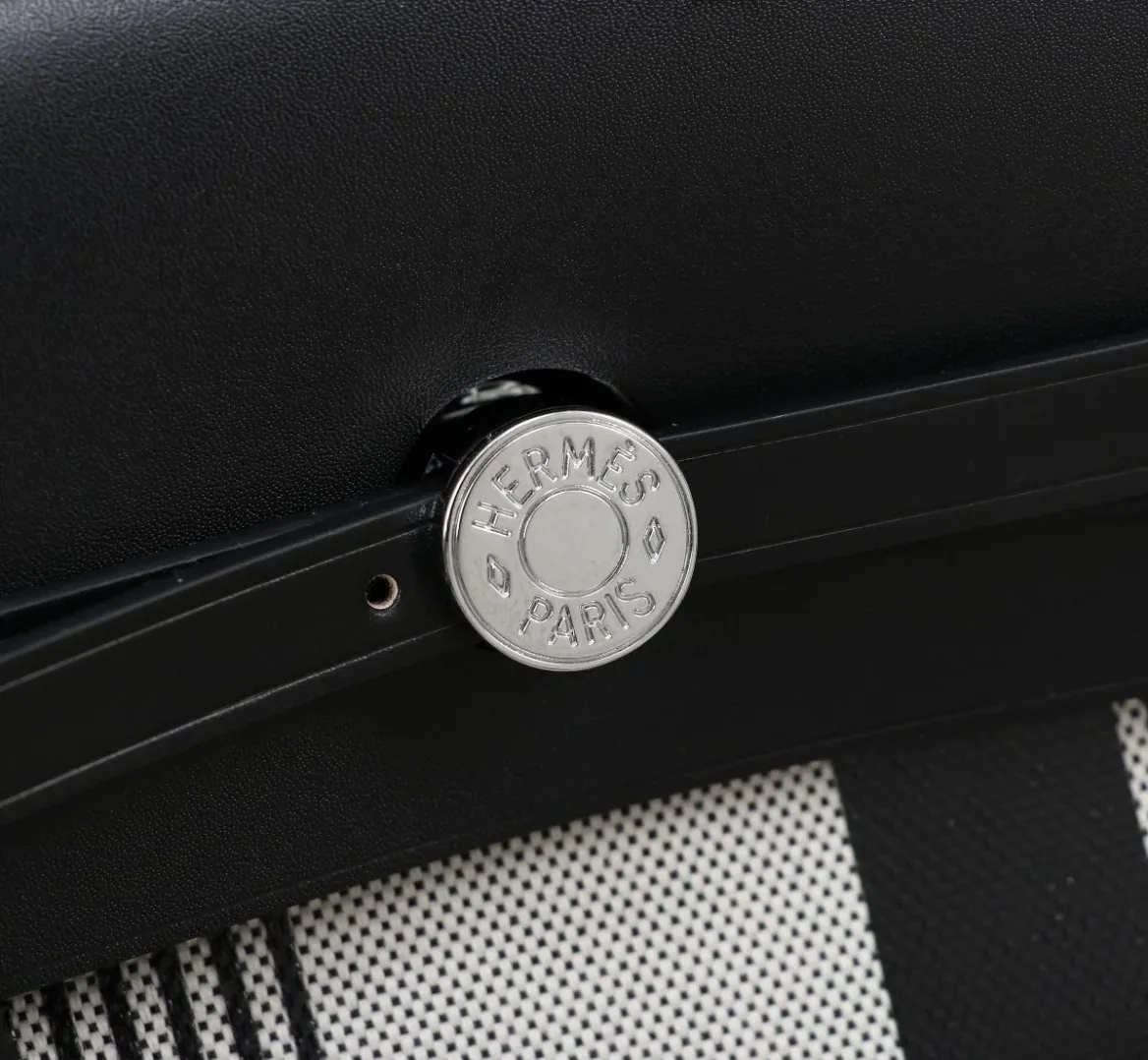 Hermes Buckle Lock Shape Striped Silver Toned Hardware Bag Hermes Buckle Lock Shape Striped Silver Toned Hardware Bag
