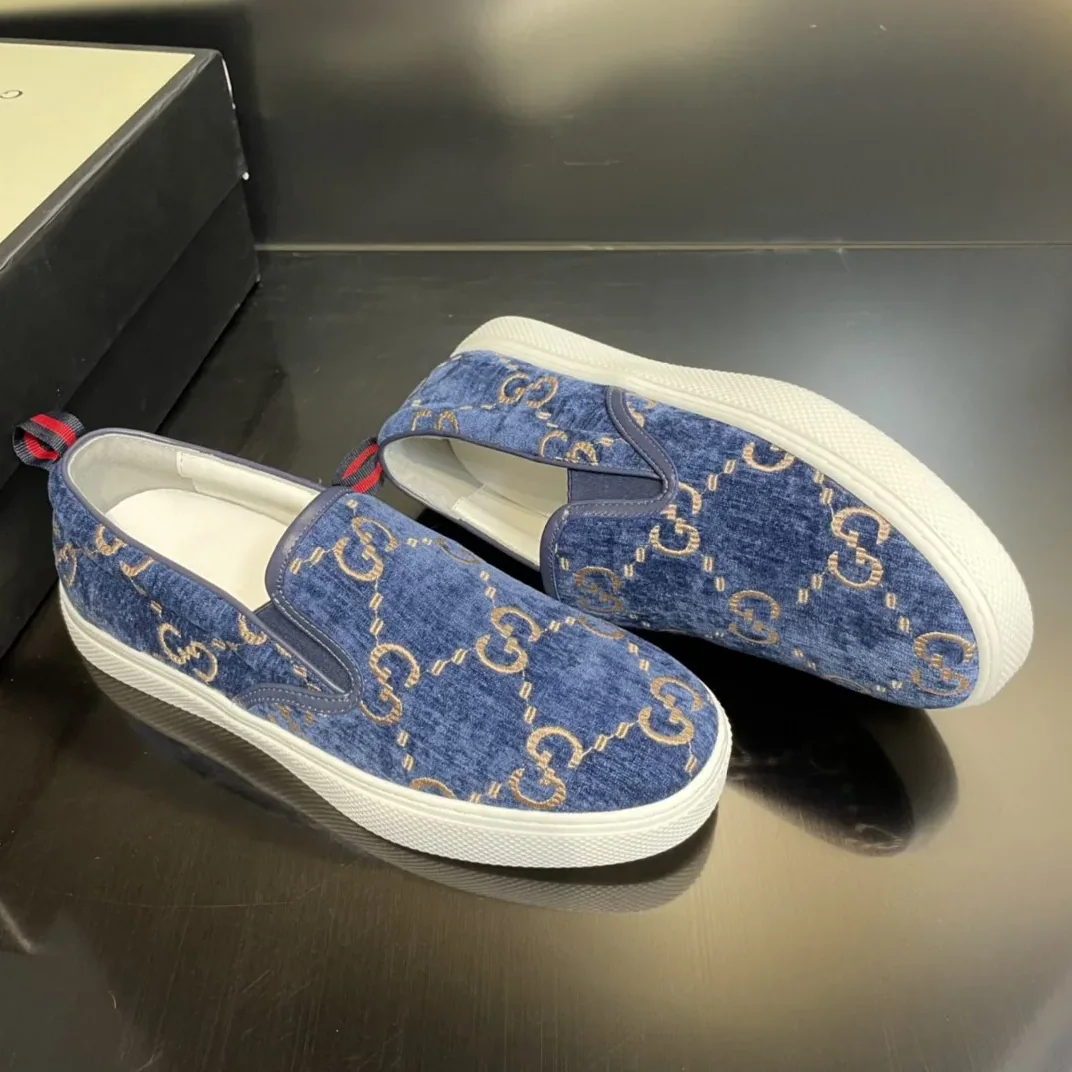 Gucci GG Supreme Slip for Men in on Sneaker Light Blue Gucci GG Supreme Slip for Men in on Sneaker Light Blue