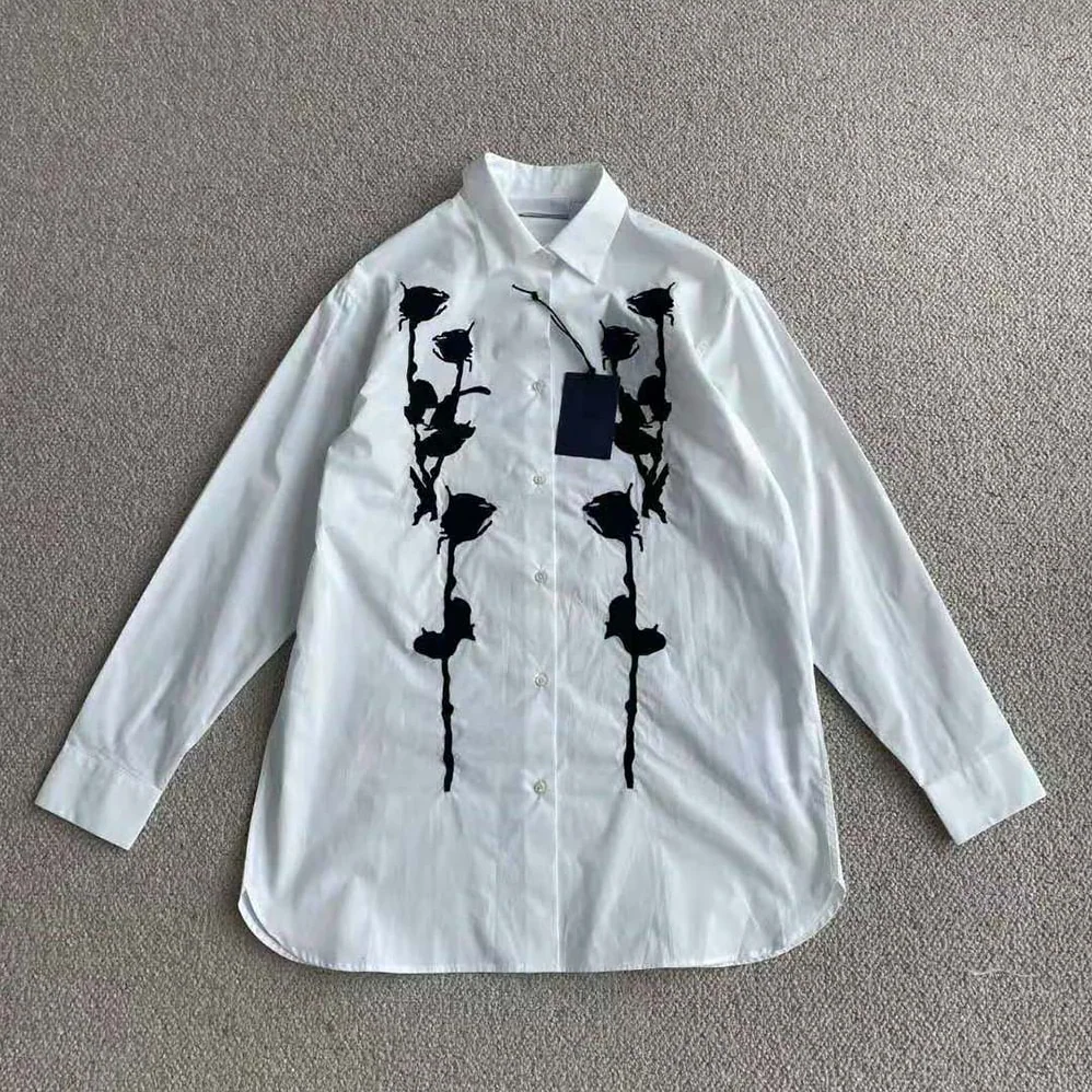 Prada Embroidered Poplin Shirt for Women Prada Embroidered Poplin Shirt for Women