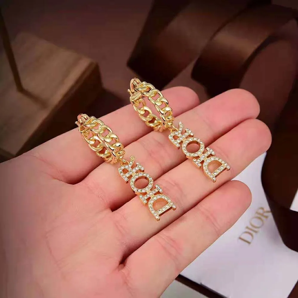 Dior Dio(r)evolution Earrings Gold-Finish Metal and White Crystals for Women Dior Dio(r)evolution Earrings Gold-Finish Metal and White Crystals for Women
