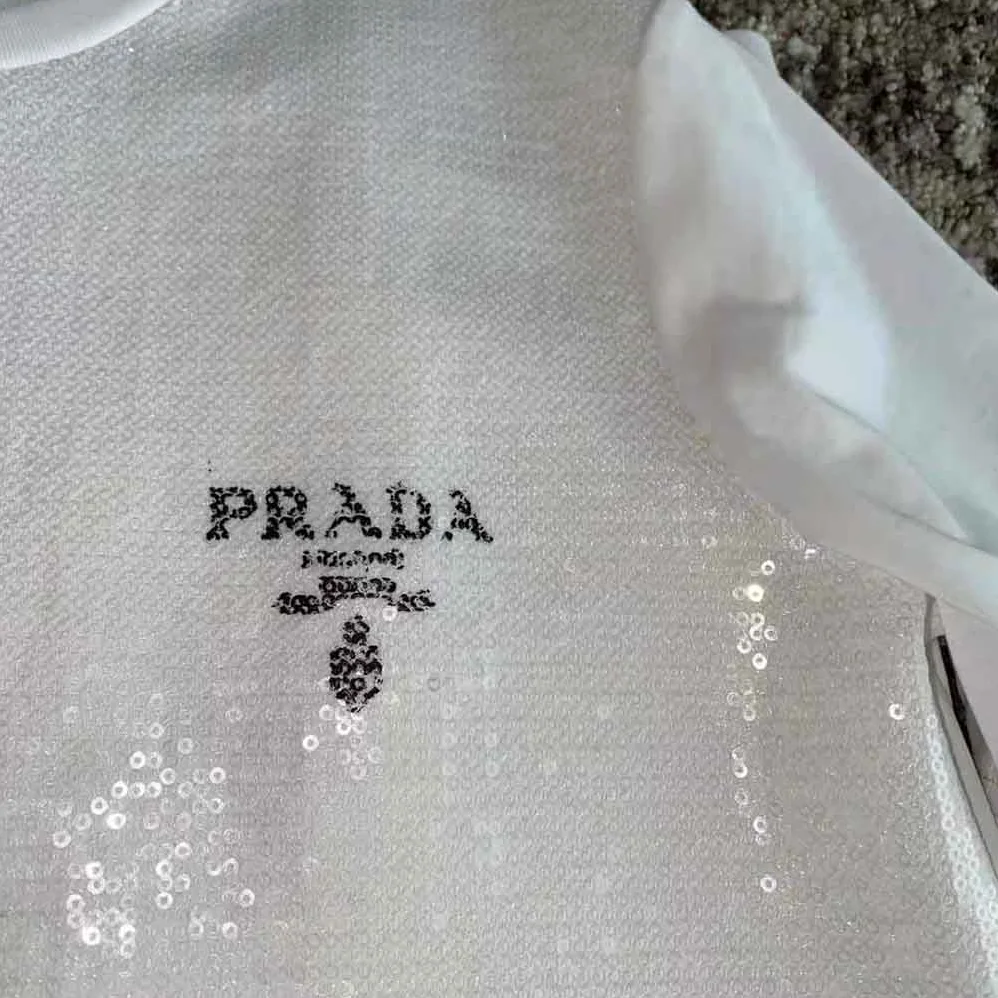 Prada Embroidered Cotton T-shirt for Women in White