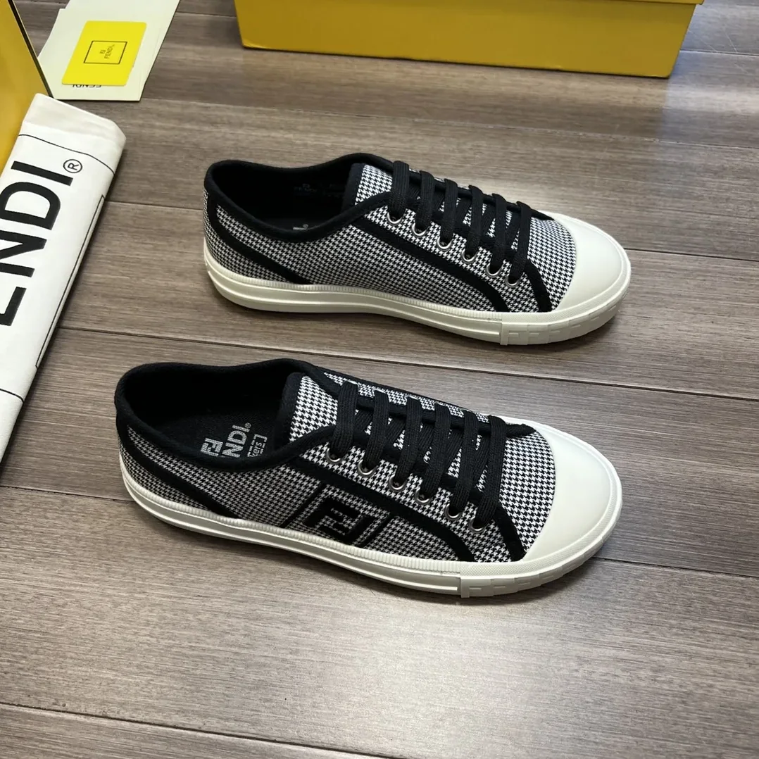 Fendi FD Domino Fabric Low-Tops Sneakers Black 7E1553AKX2F1DVL