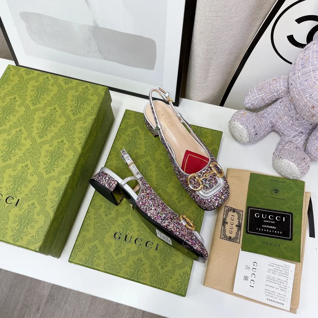 Gucci Lovelight Slingback Mid-Heel With Horsebit Multicolor GG Gucci Lovelight Slingback Mid-Heel With Horsebit Multicolor GG