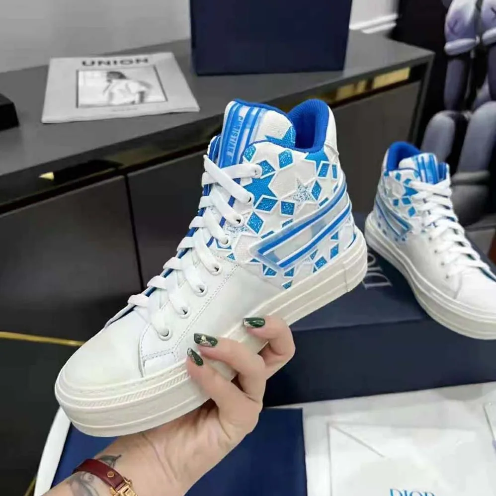 Dior Walk N Dior Star Sneaker Bright Blue and White Calfskin and Technical Fabric for Unisex