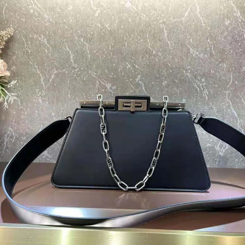 Fendi Peekaboo Cut Medium Black Leather Bag for Women Fendi Peekaboo Cut Medium Black Leather Bag for Women