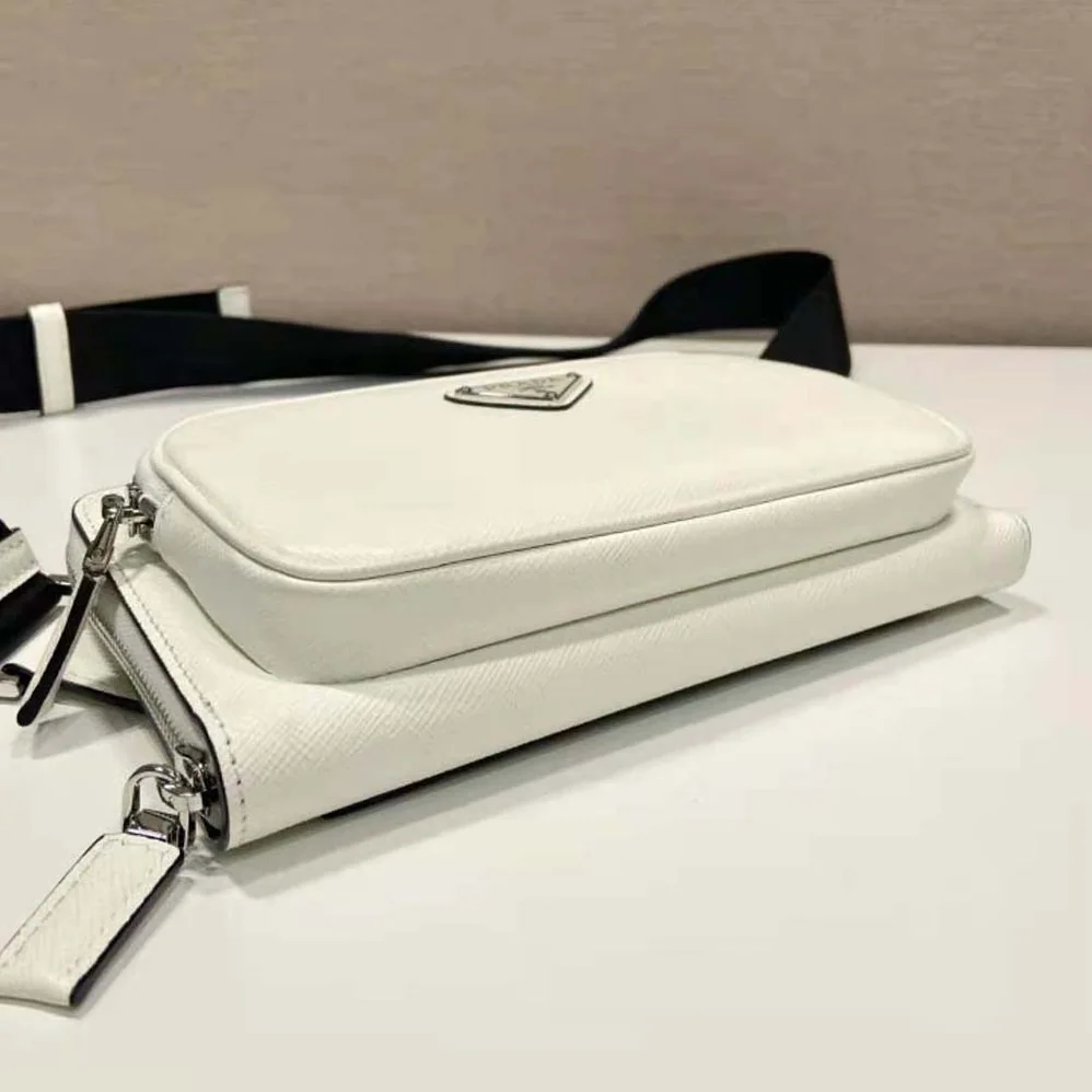 Prada Saffiano Leather Belt Bag for Men in White