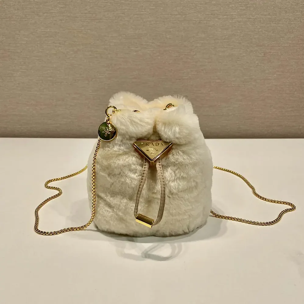 Prada Sheepskin Mini Pouch for Women in Beige