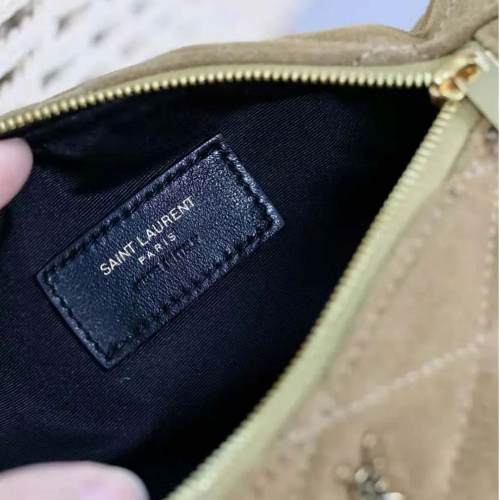 Saint Laurent YSL Sade Small Tube Bag in Quilted Suede for Women in Green