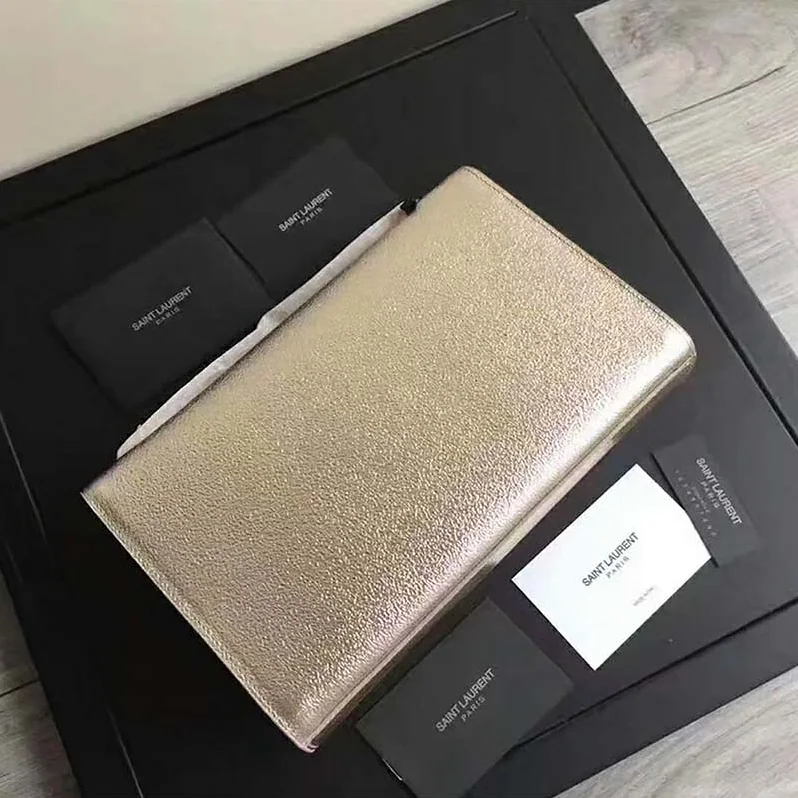 Saint Laurent YSL Kate Medium Grained Metallic Leather for Women in Silver Saint Laurent YSL Kate Medium Grained Metallic Leather for Women in Silver