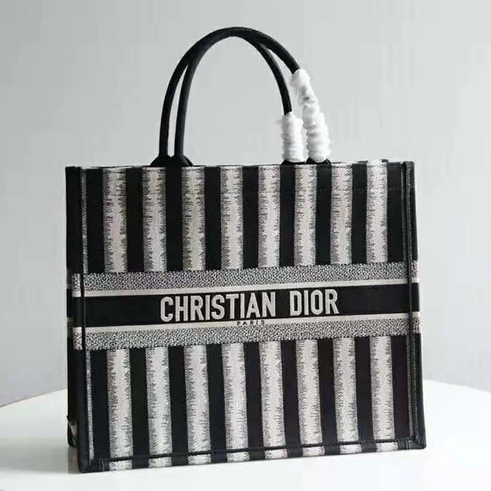 Dior Dior Book Tote Blue D for Women in Stripes Embroidery Dior Dior Book Tote Blue D for Women in Stripes Embroidery