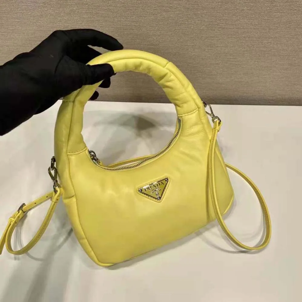 Prada Soft Padded Nappa Leather Mini-Bag for Women in Yellow Prada Soft Padded Nappa Leather Mini-Bag for Women in Yellow