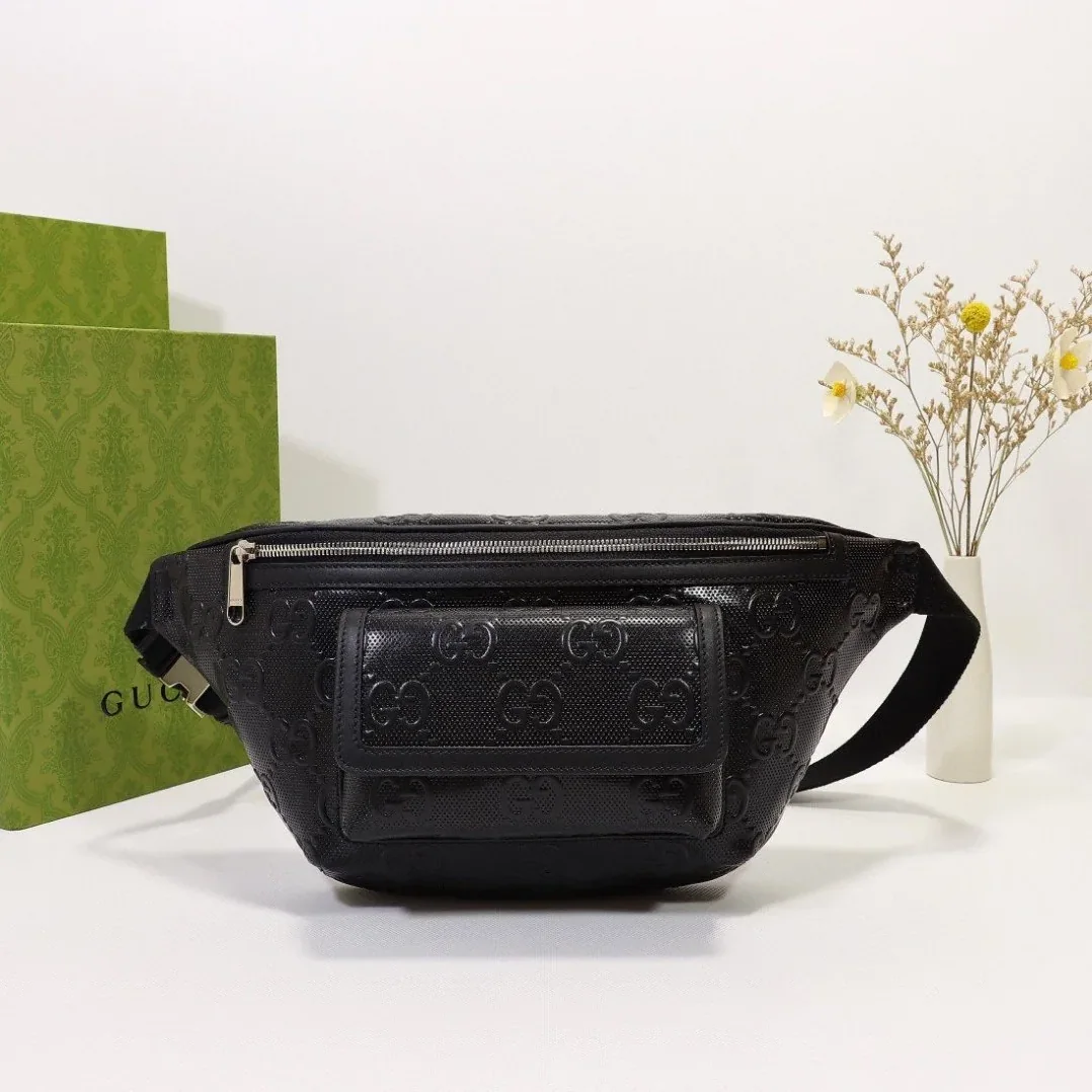 Gucci Embossed Belt Bag Black / Gucci Embossed Belt Bag Black /