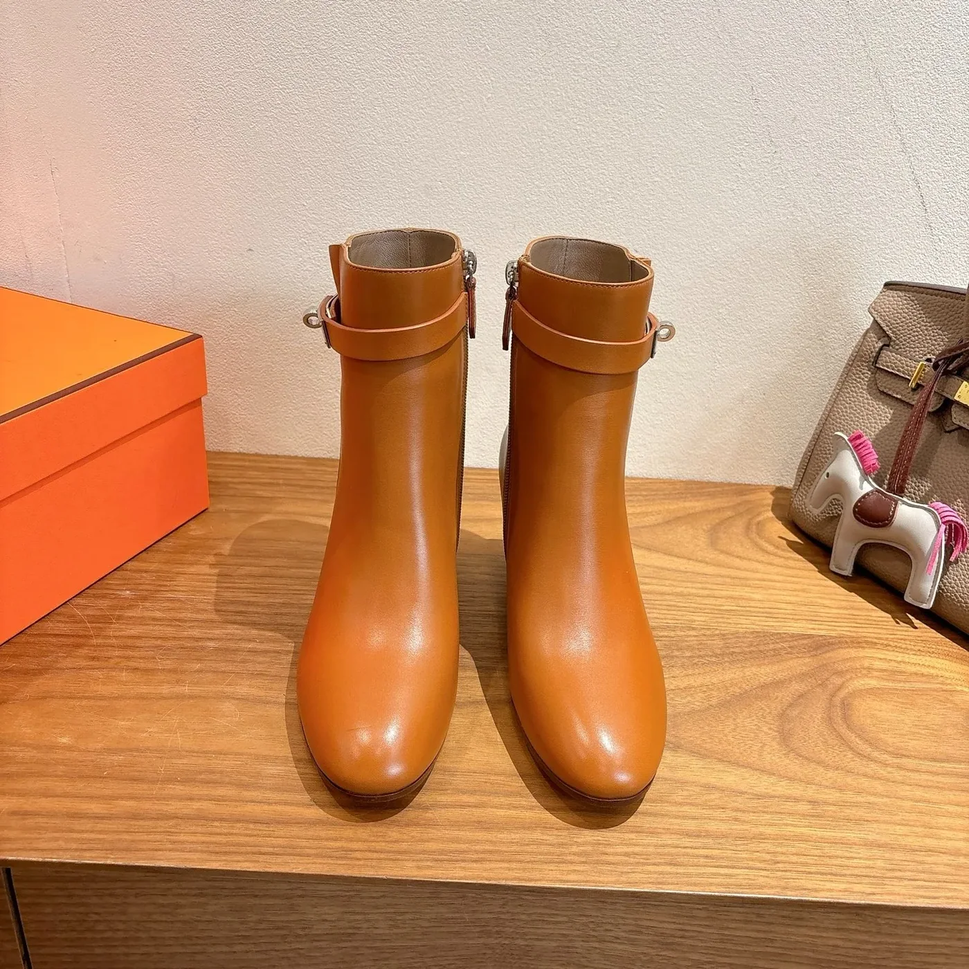 Hermes Saint Germain Ankle Boots Naturel