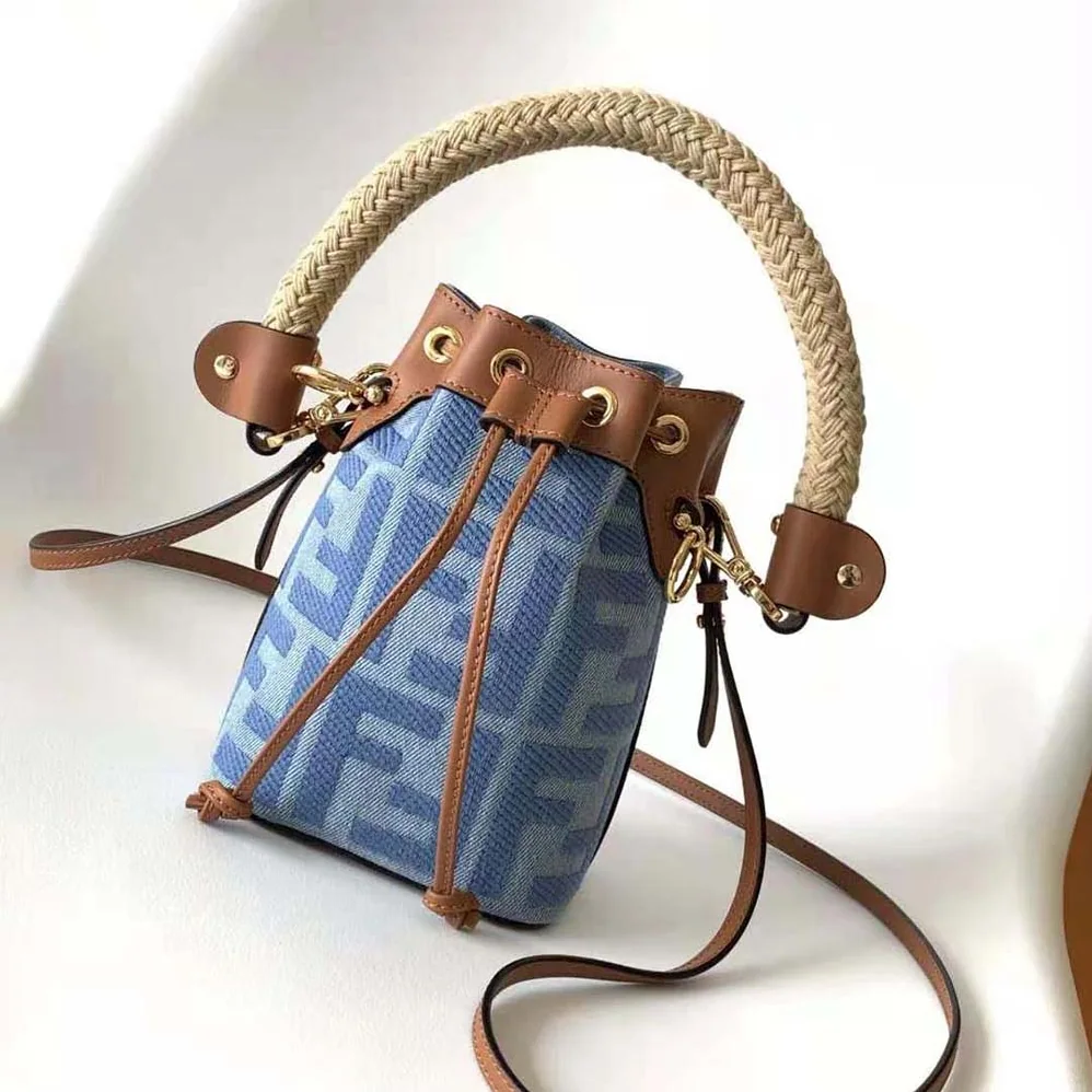 Fendi Mon Tresor Light Blue Denim Mini for Women in bag with FF Embroidery Fendi Mon Tresor Light Blue Denim Mini for Women in bag with FF Embroidery