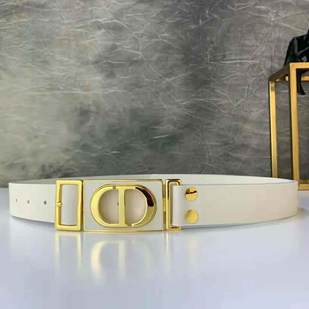 Dior 30 Montaigne Belt White Calfskin, 30 MM for Women