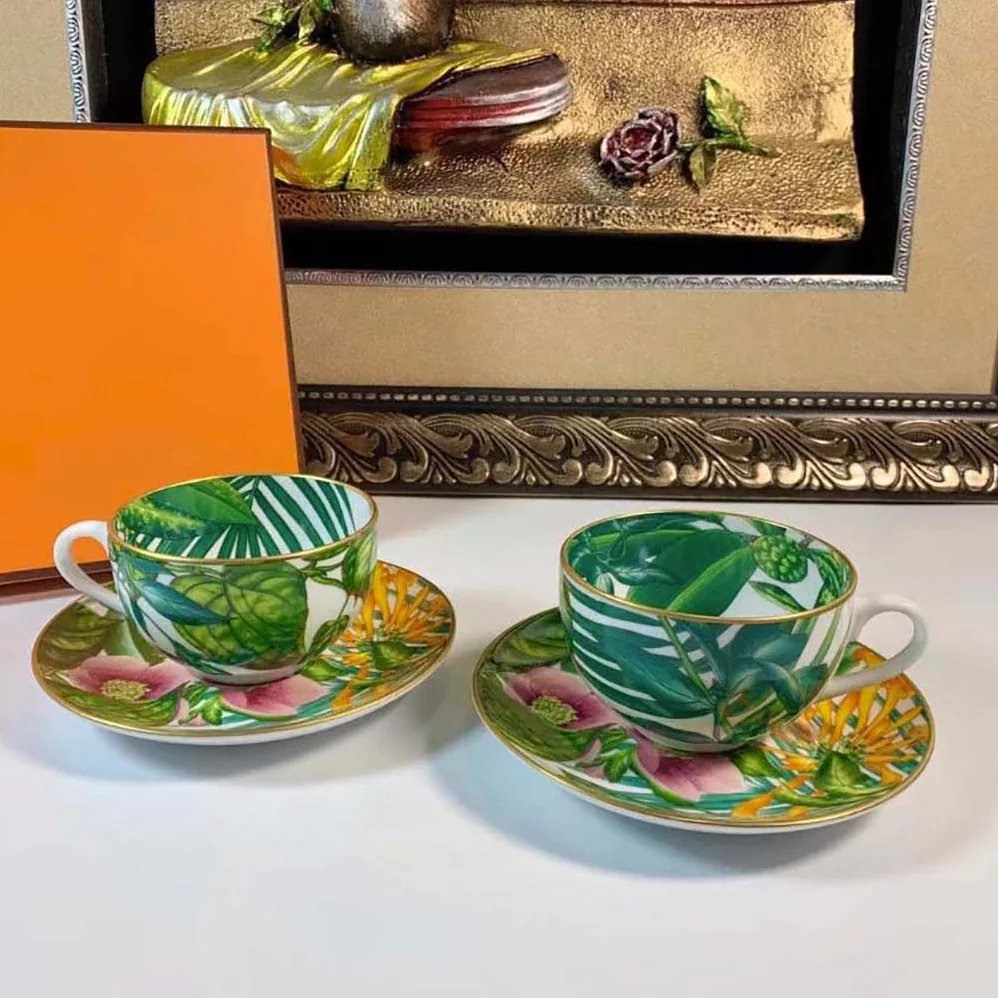 Hermes Passifolia Tea Cup and Saucer for Unisex Hermes Passifolia Tea Cup and Saucer for Unisex