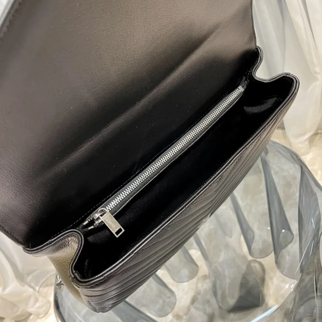 Saint Laurent College Large Chain Bag Black With Silver TonedHardware in YSL