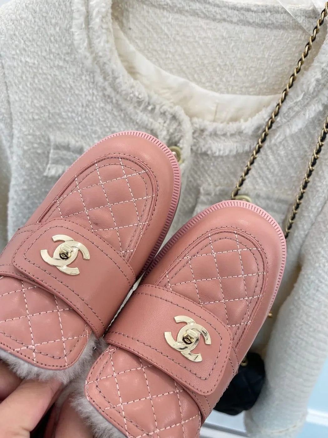 Chanel Loafers With Lining Pink for Women Chanel Loafers With Lining Pink for Women