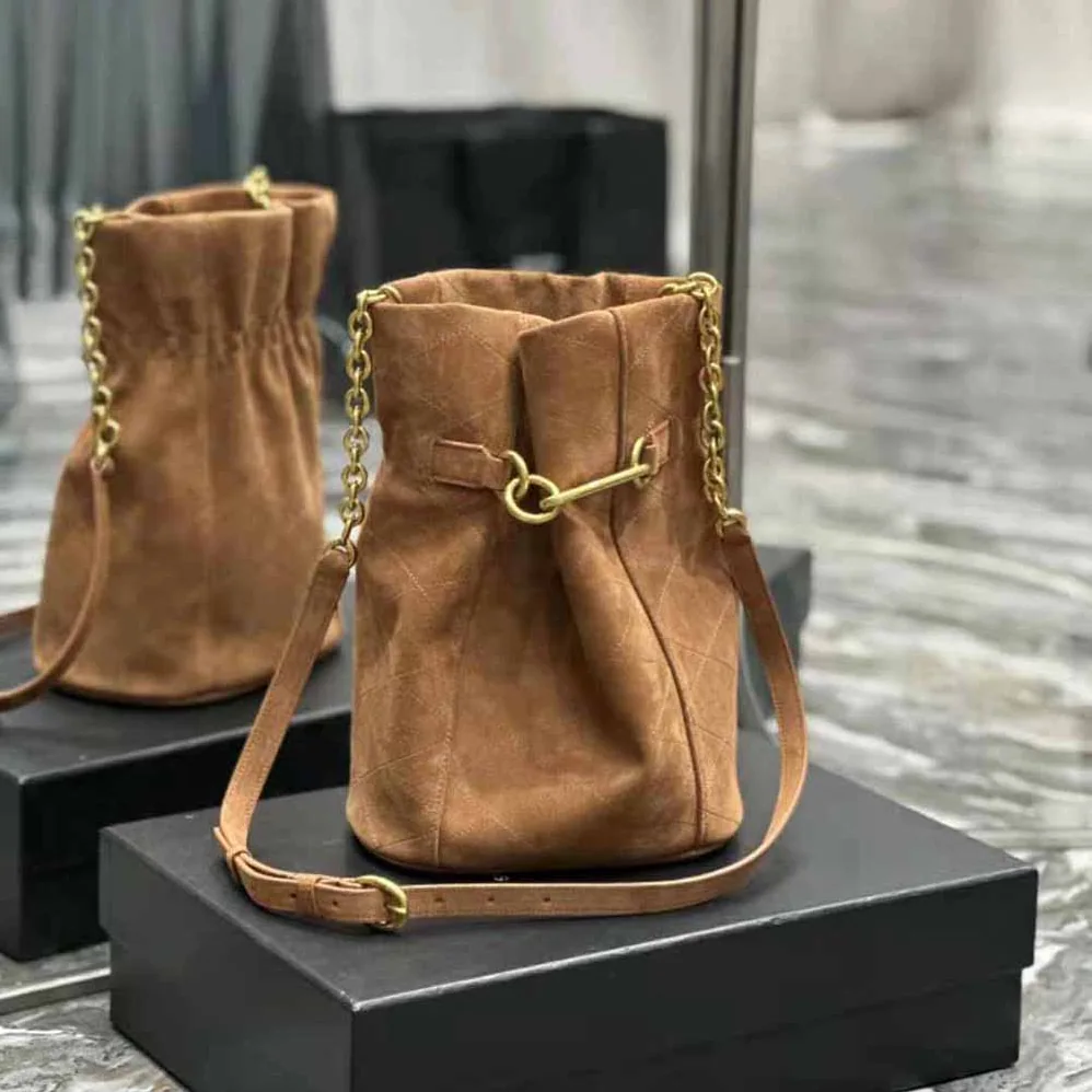 Saint Laurent YSL Le Maillon Bucket Bag in Suede for Women Saint Laurent YSL Le Maillon Bucket Bag in Suede for Women