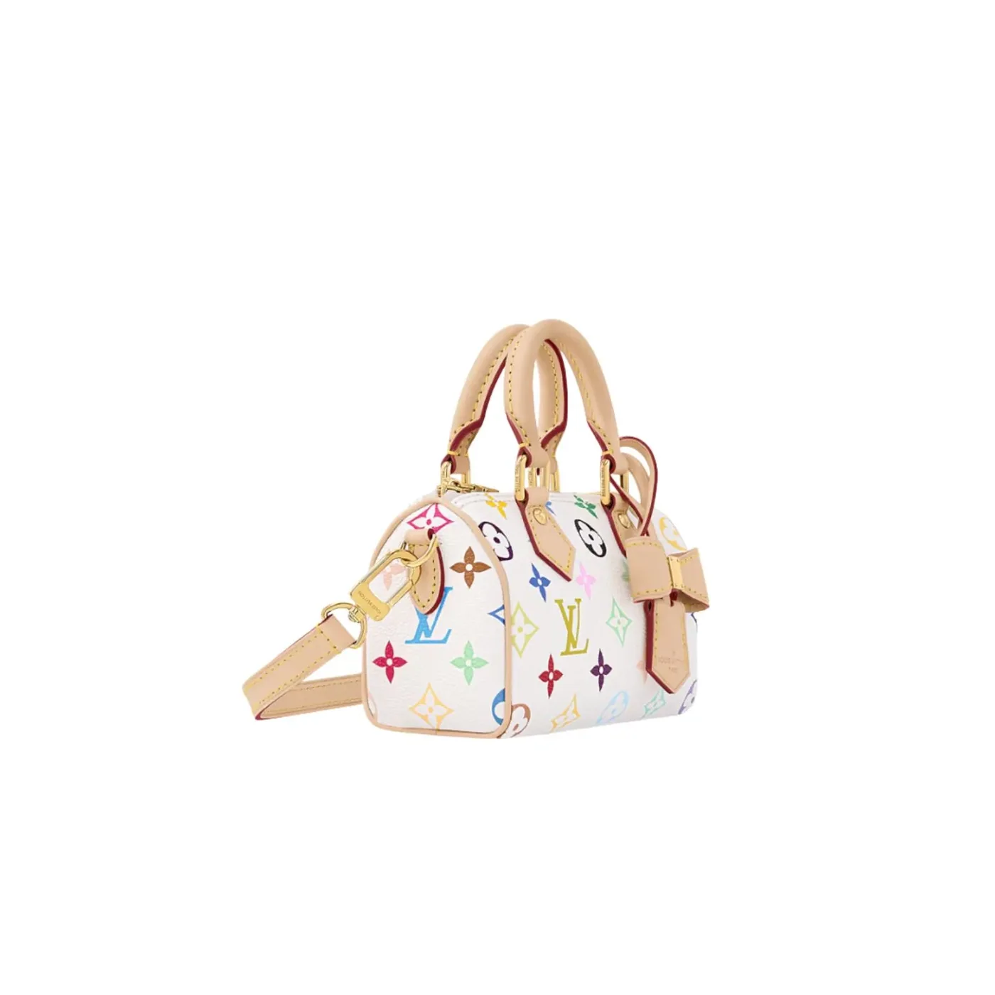 Louis Vuitton LV x TM Nano Speedy Top Handle Bag in Multicolore Blanc Gold Hardware