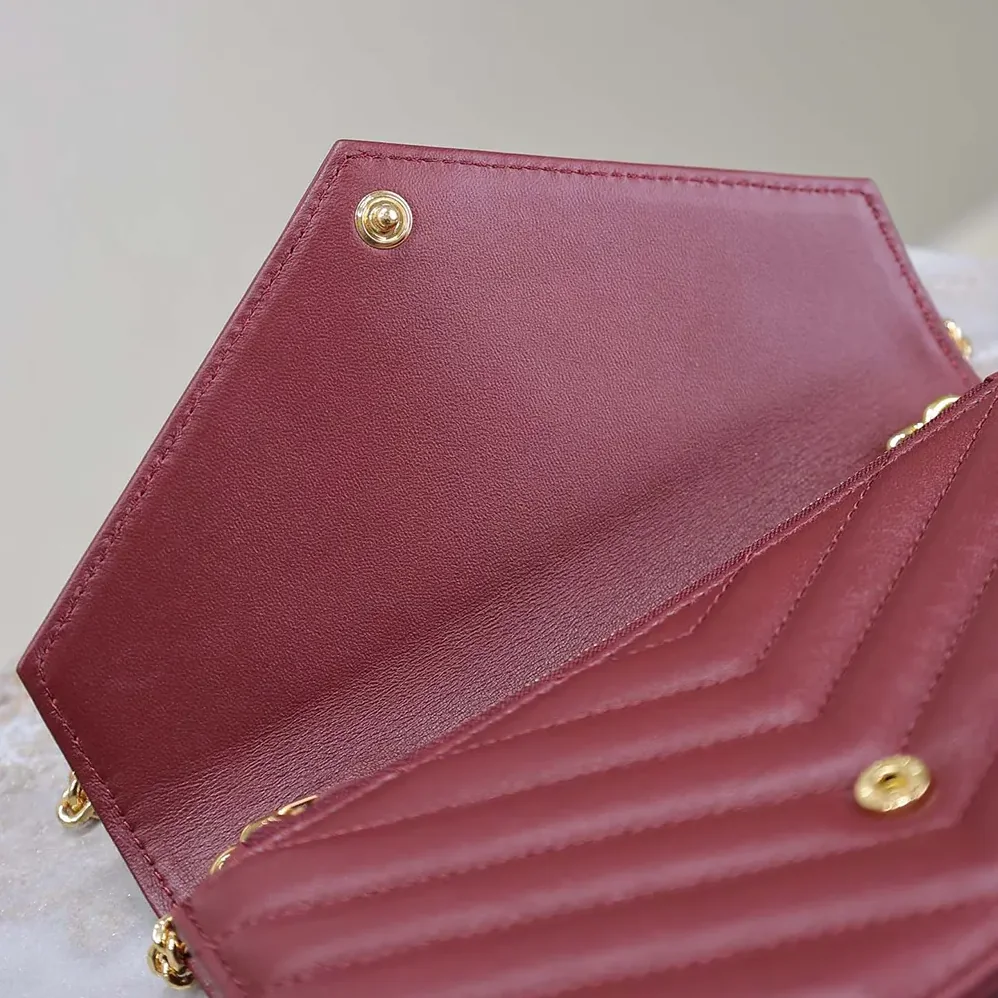 Saint Laurent YSL Cassandre Envelope Chain Wallet in Lambskin for Women