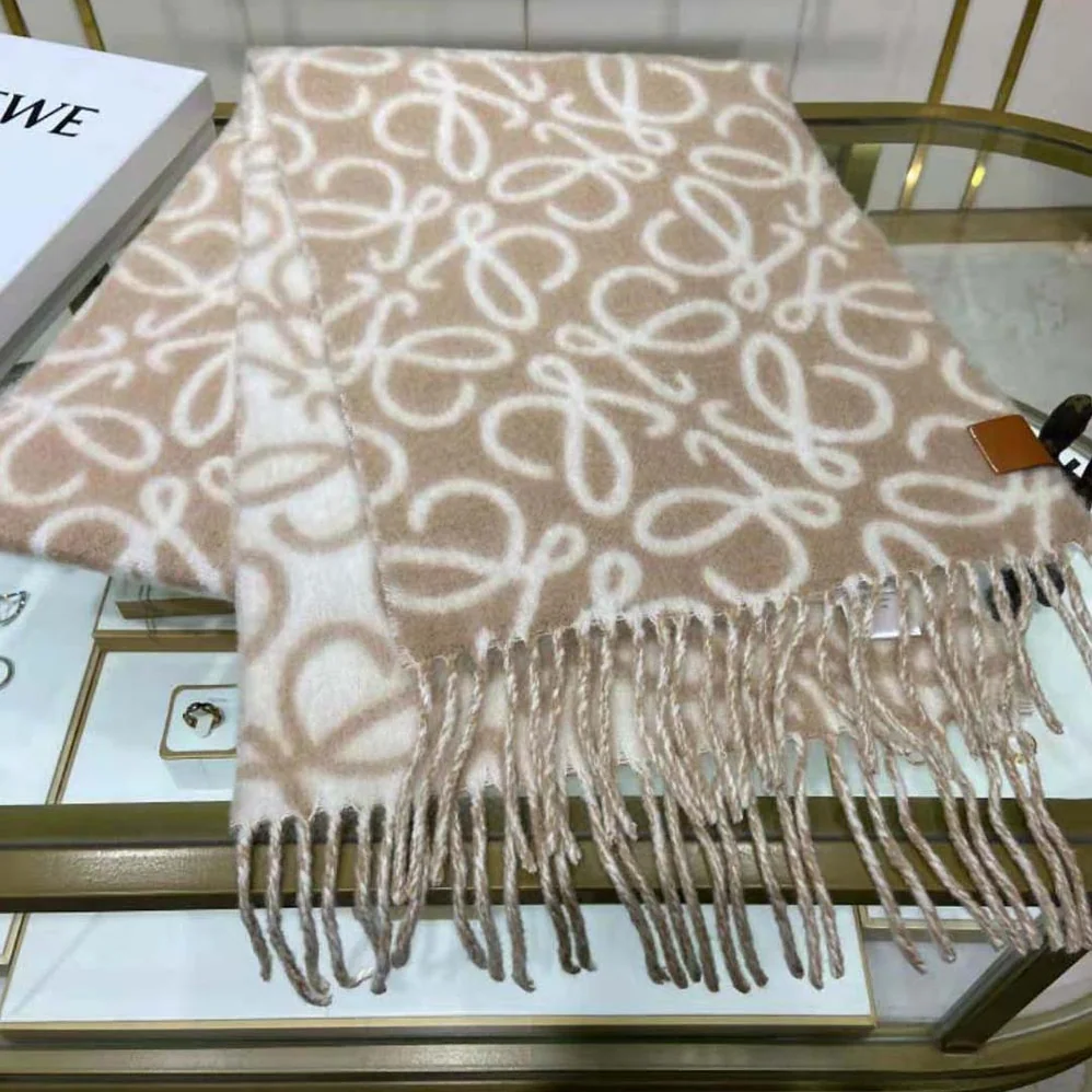 Loewe Anagram Scarf in Alpaca and Wool for Unisex in White Loewe Anagram Scarf in Alpaca and Wool for Unisex in White