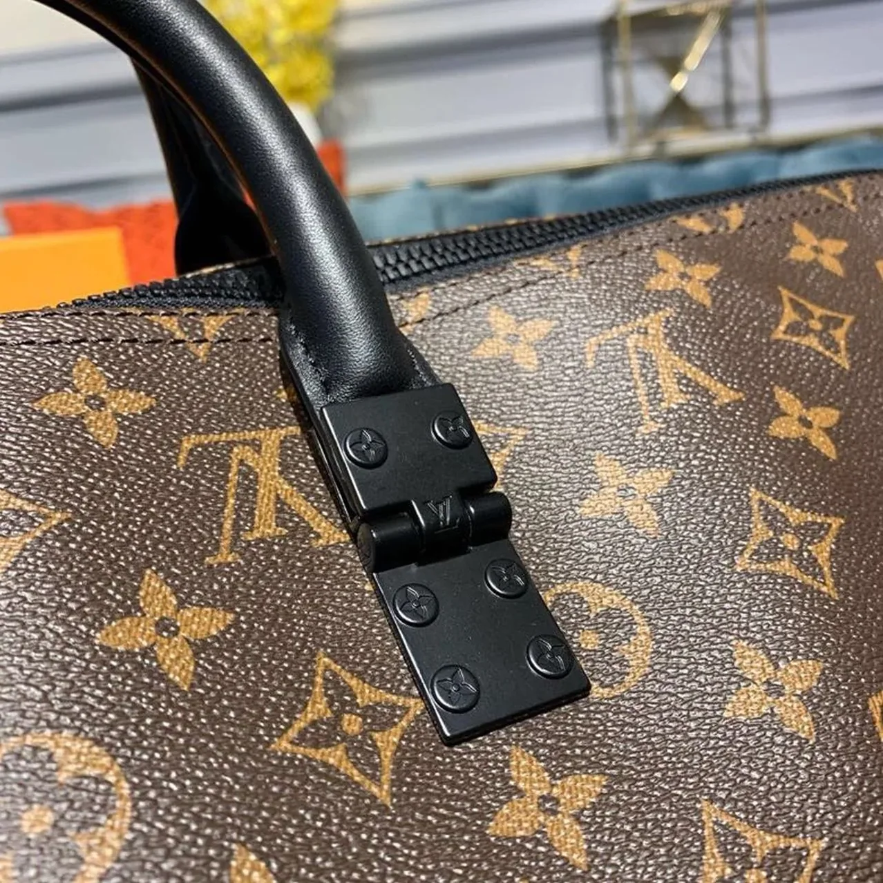 Louis Vuitton Keepall Bandouliere 50 Travel Bag / Black in Orange Monogram Black Hardware Louis Vuitton Keepall Bandouliere 50 Travel Bag / Black in Orange Monogram Black Hardware
