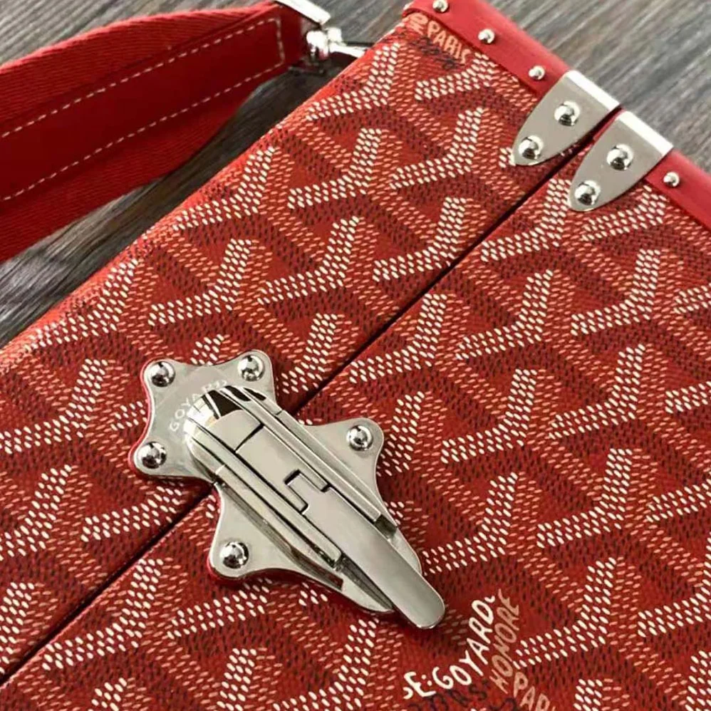 Goyard Cassette Trunk Bag in Goyardine Canvas & Clamecy Cowhide for Women in Red
