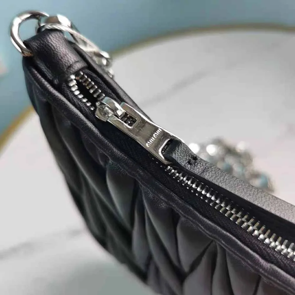 Miu Miu Small Matelassé Nappa Leather Shoulder Bag for Women in Black