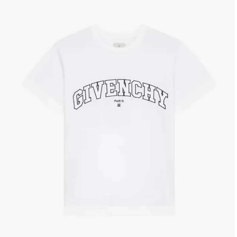 Givenchy T-shirt in GIVENCHY College Embroidered Jersey for Women in White Givenchy T-shirt in GIVENCHY College Embroidered Jersey for Women in White