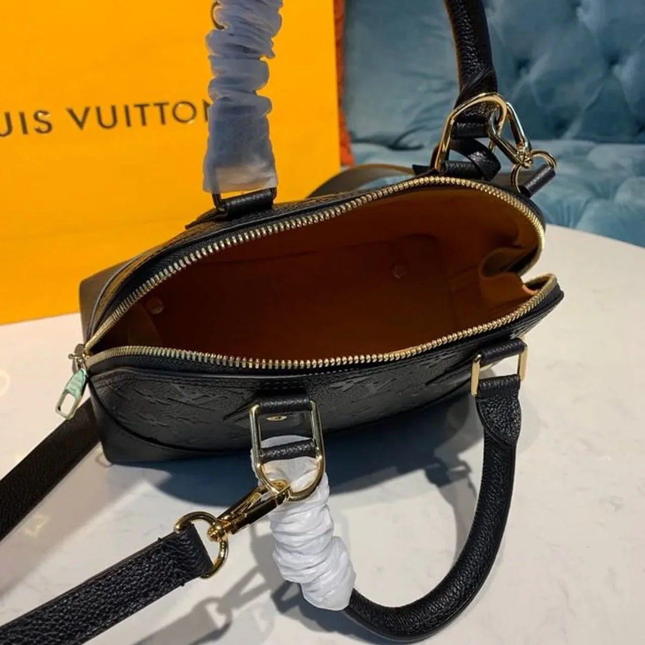 Louis Vuitton Neo Alma BB Top Handle Bag / Black Monogram Empreinte Gold Hardware Louis Vuitton Neo Alma BB Top Handle Bag / Black Monogram Empreinte Gold Hardware