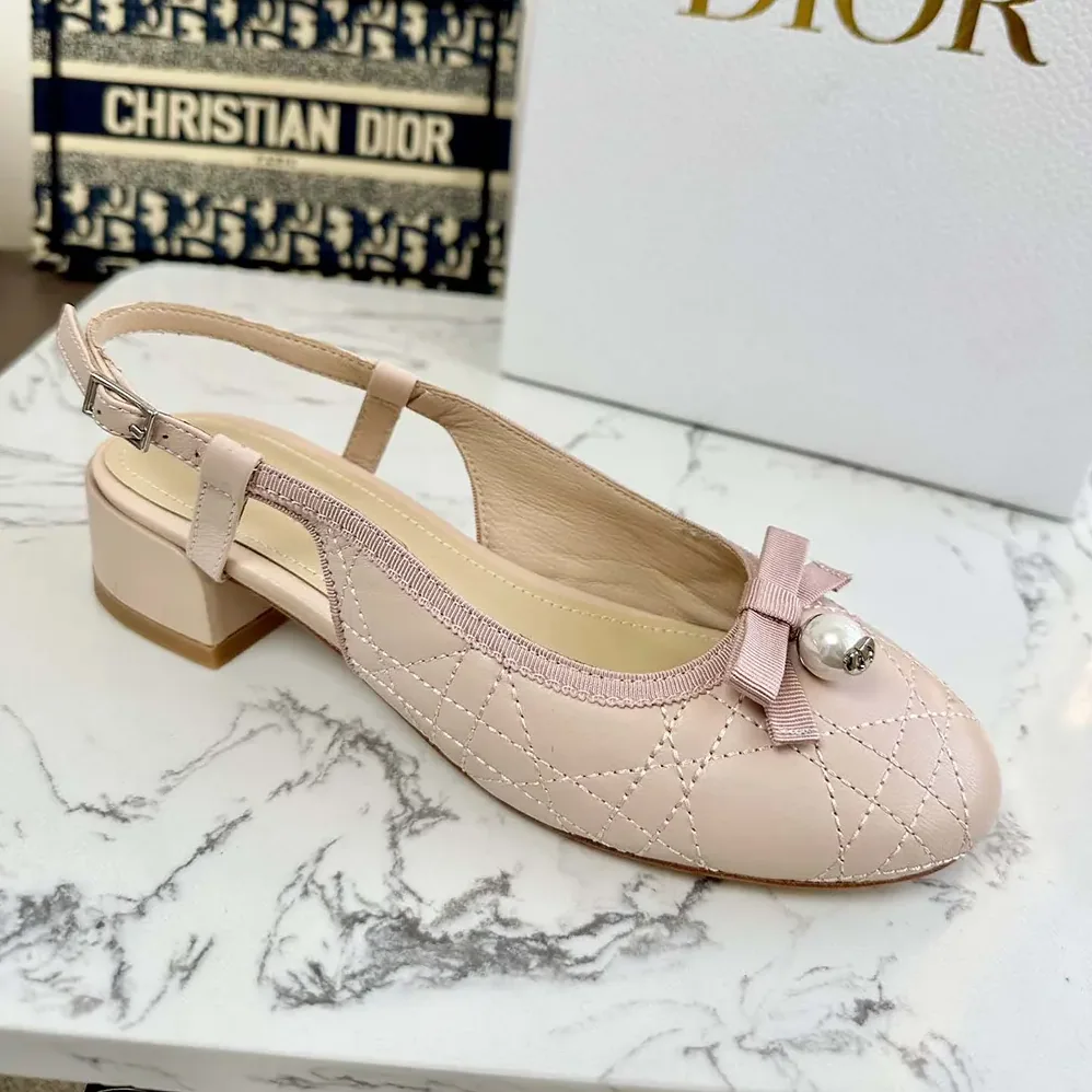 Dior Ballet Slingback Pump Nude Quilted Cannage Calfskin for Women Dior Ballet Slingback Pump Nude Quilted Cannage Calfskin for Women