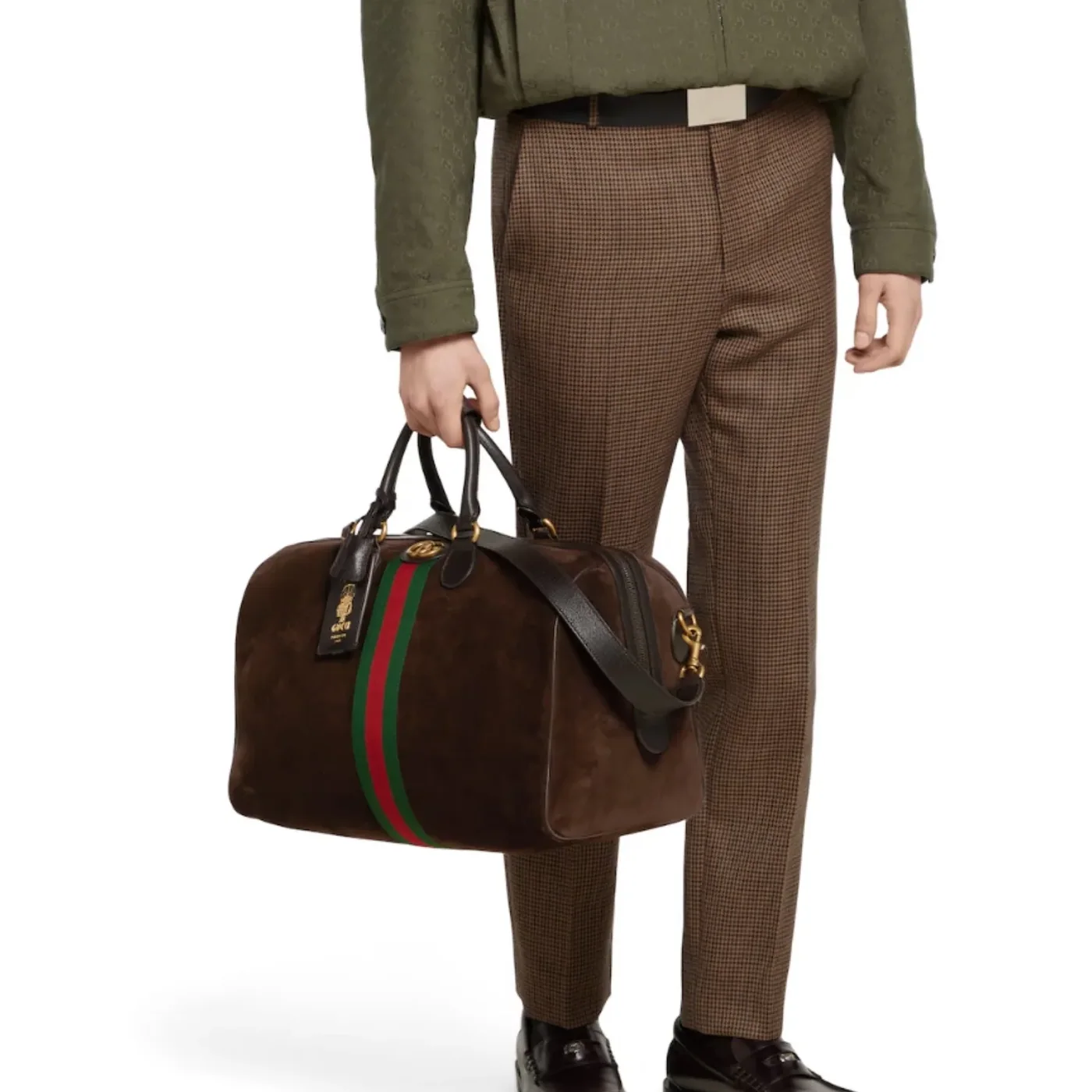 Gucci Savoy Medium Duffle Travel Bag in Dark Brown Gold Hardware