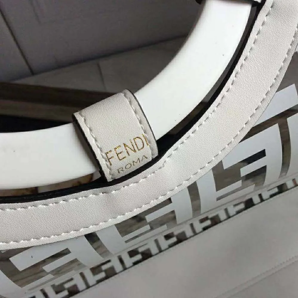 Fendi Runaway Shopper PU Bag for Women in White