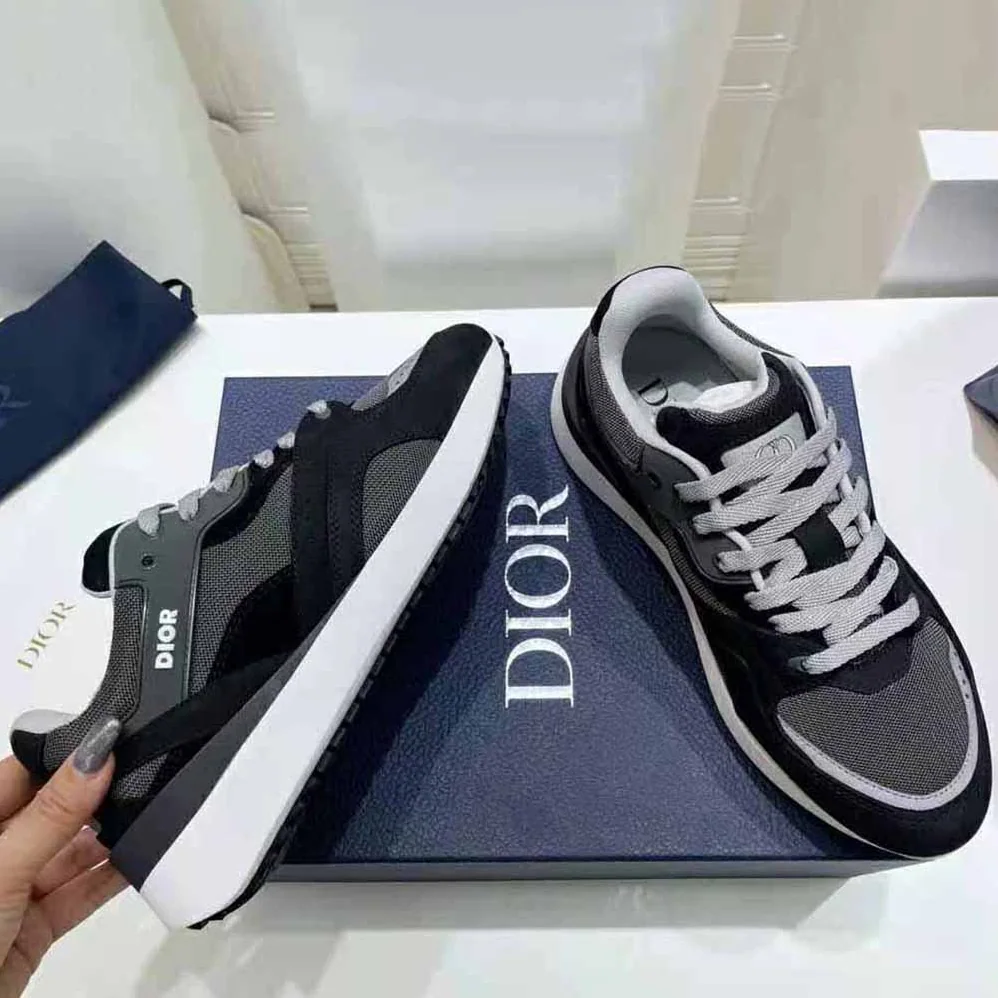 Dior B29 Sneaker Gray Technical Mesh Black Suede and Smooth Calfskin for Men Dior B29 Sneaker Gray Technical Mesh Black Suede and Smooth Calfskin for Men