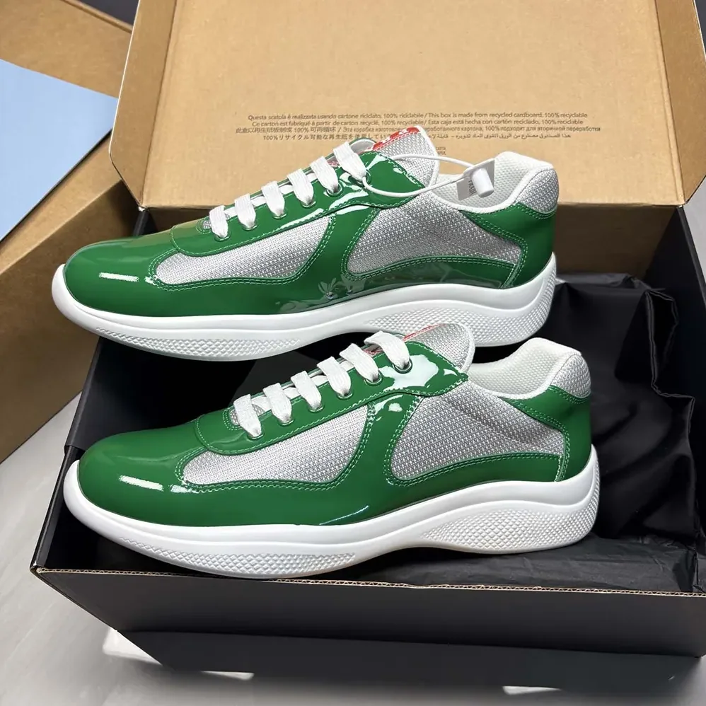 Prada Patent Leather And Technical Fabric Prada America'S Cup Sneakers for Unisex in Green Prada Patent Leather And Technical Fabric Prada America'S Cup Sneakers for Unisex in Green