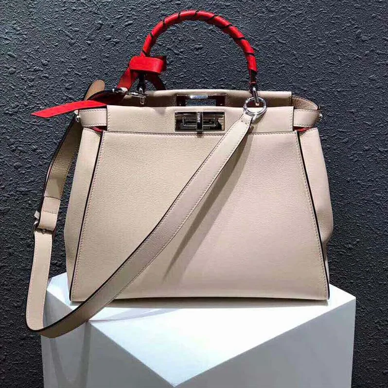 Fendi Peekaboo Rregular Pink Leather Bag for Women in White